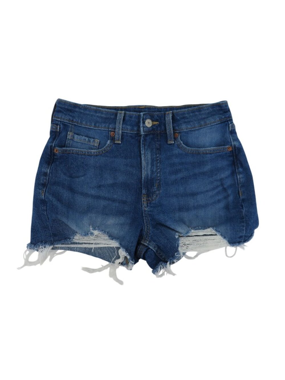 Old Navy Women 4 High Rise OG Straight Blue Denim Jean Shorts Raw Hem Pockets